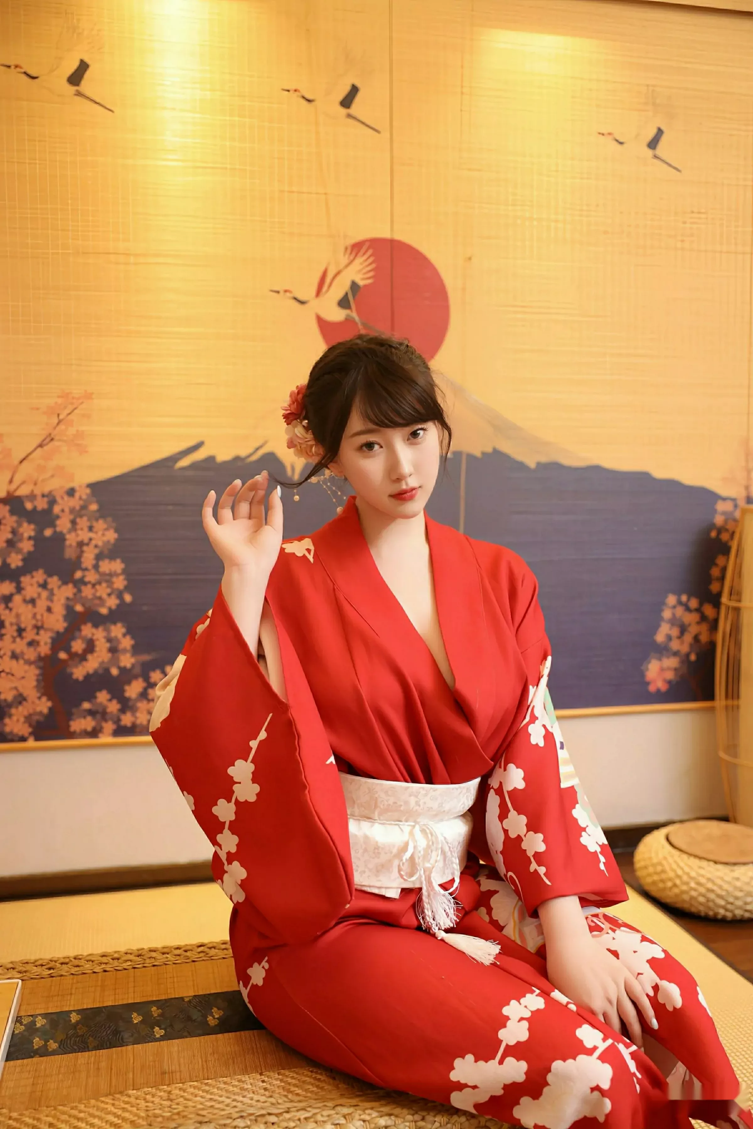 模特李沁恩lrene性感日系风红色服饰半脱秀丰腴身材惹火诱惑写真69P-第1章-图片4