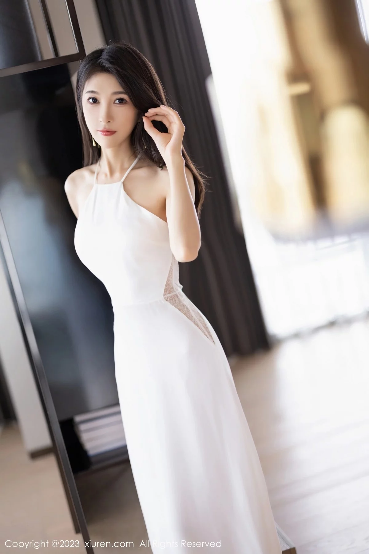 模特林乐一白色露肩连衣裙+性感网状链内衣秀惹火身材诱惑写真82P-第1章-图片2