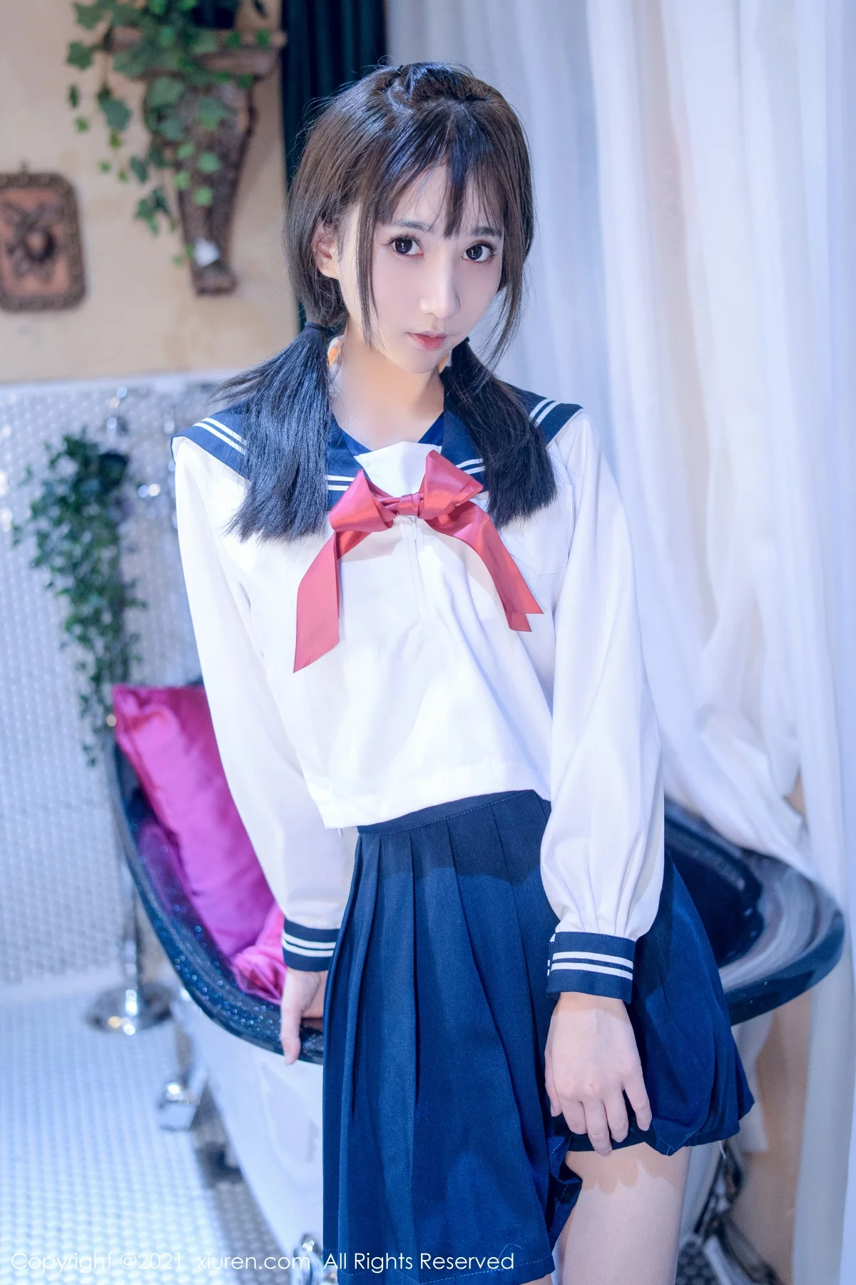 模特小果冻儿私房脱JK制服露高叉连体衣牛奶湿身撩人诱惑写真40P-第1章-图片2